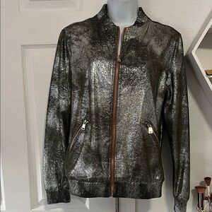 Zara Woman Metallic Bomber Jacket sz XS